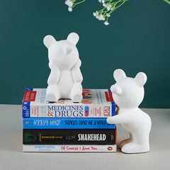 White Bear-Shaped Bookends