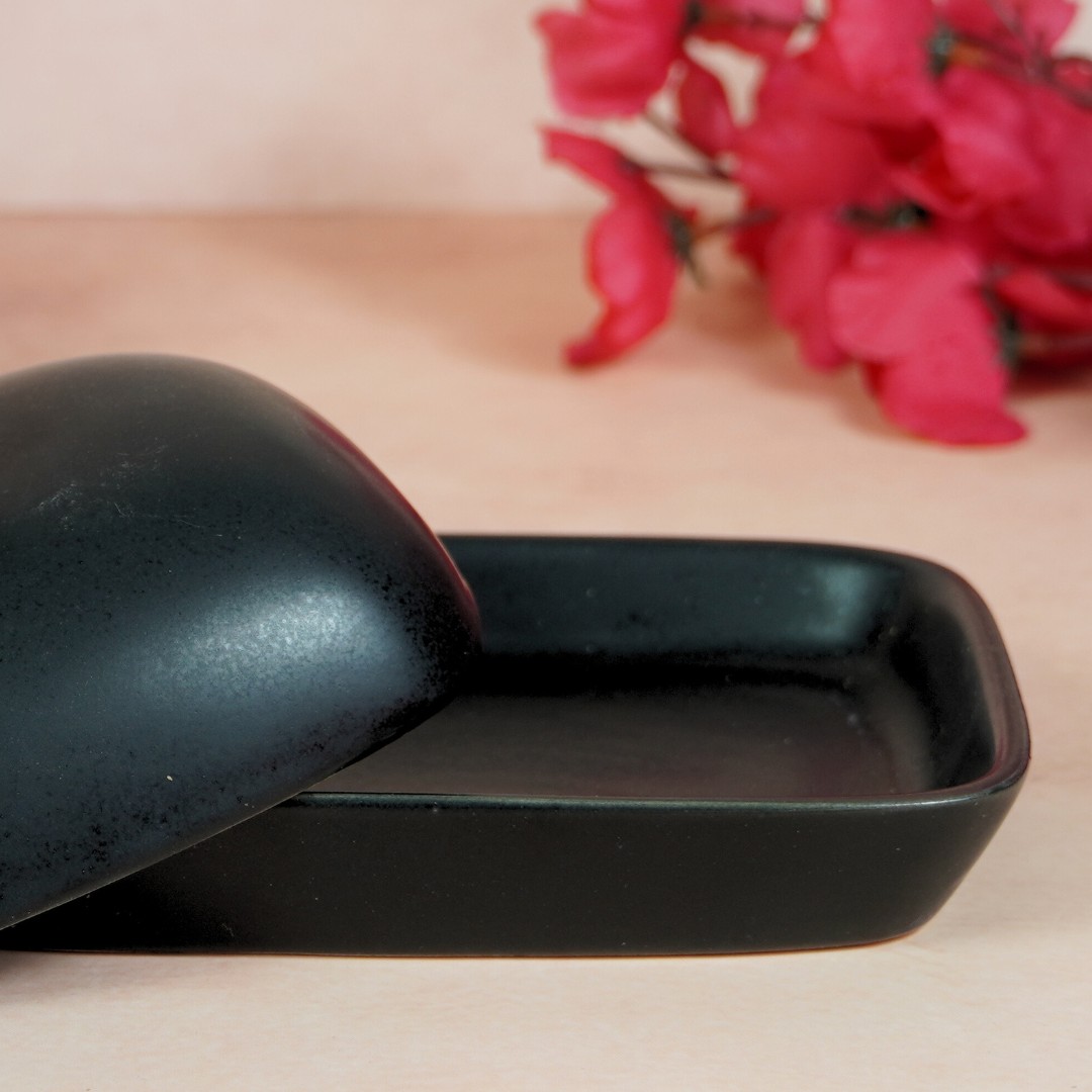 Black Ceramic Butter Dish