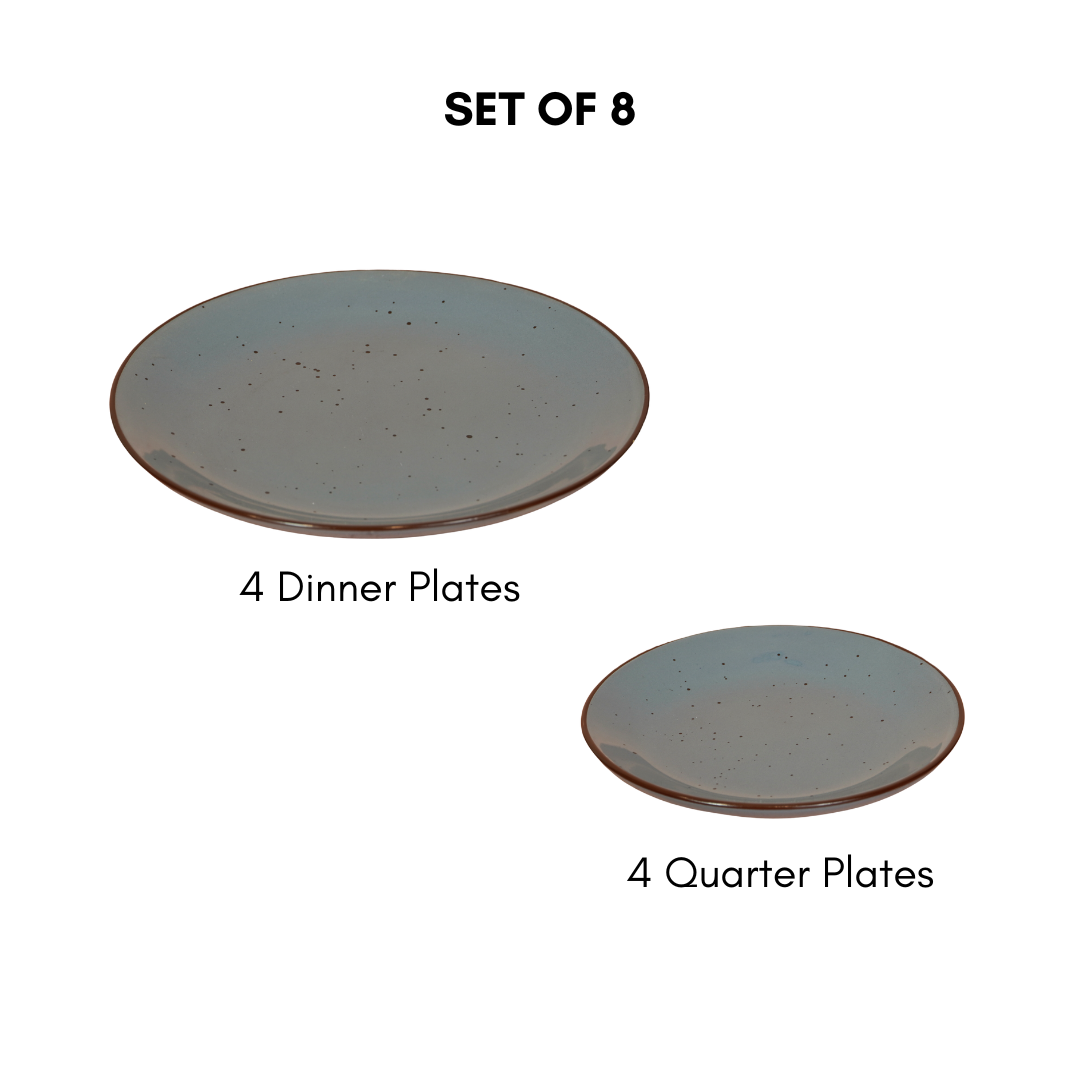 Pebble Grey Ceramic Dinner Set (Set of 8)