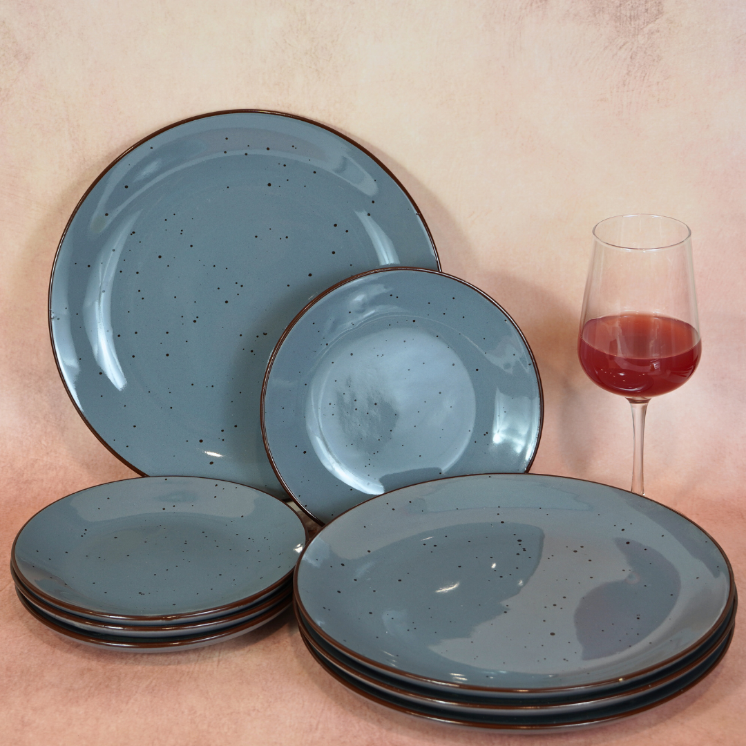 Pebble Grey Ceramic Dinner Set (Set of 8)