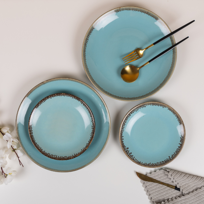 Blue Color Dinner Set - Set of 12