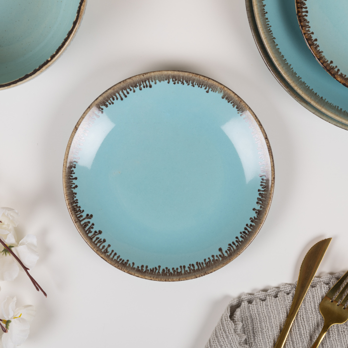 Blue Color Dinner Set - Set of 12