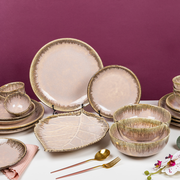 Pink Color Dinner Set - Set of 19