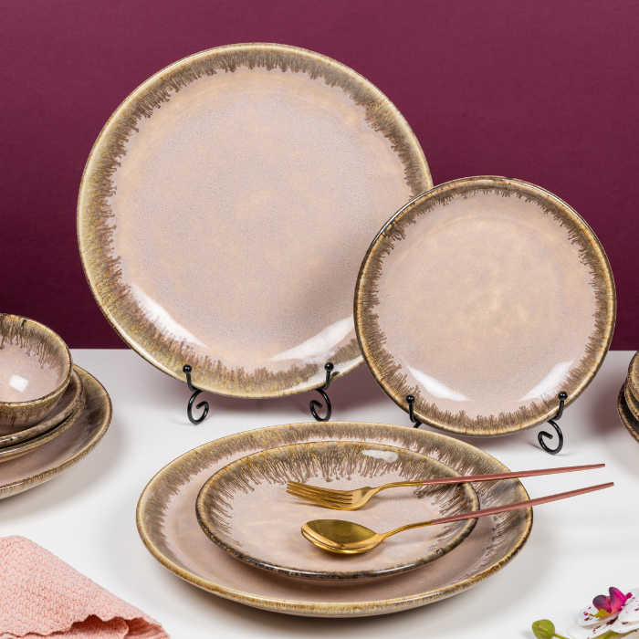 Pink Color Dinner Set - Set of 19