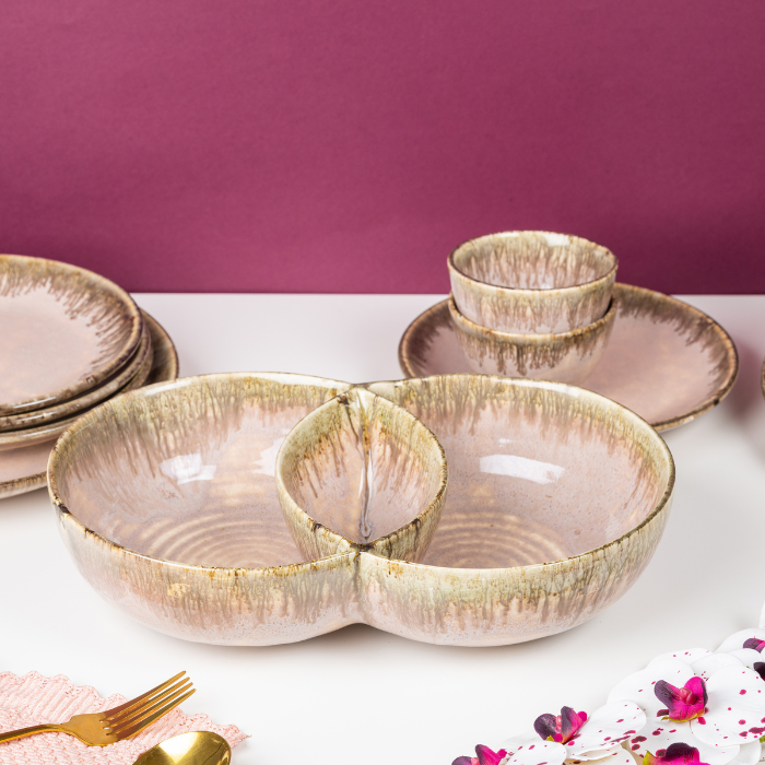 Pink Color Dinner Set - Set of 19