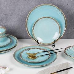 Blue Color Dinner Set - Set of 8