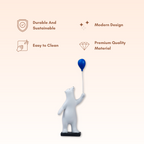 White Bear Figurine with Blue Balloon