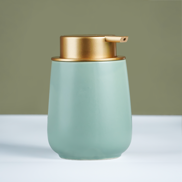 Modern Green Soap Dispenser with Gold Top