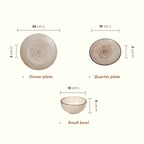 Cream Ceramic Spiral Dinner Set - Set of 18
