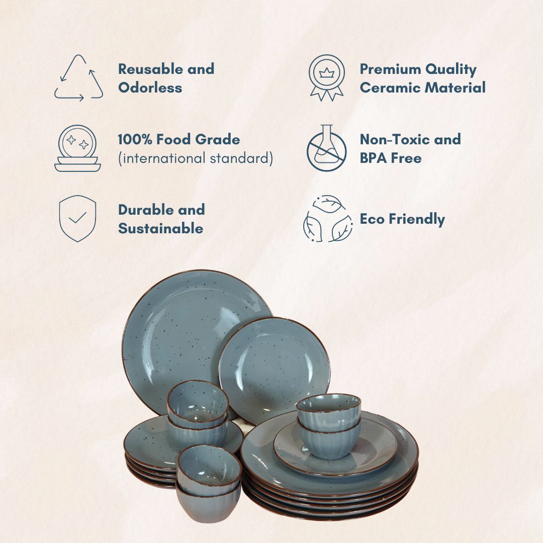 Pebble Grey Ceramic Dinner Set (Set of 12)