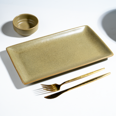 Modern Rustic Olive Green Ceramic Dinnerware Set of 25