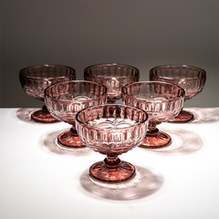 Vintage Rose Embossed Dessert Cups - Set of 6