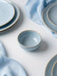 Light Blue Ceramic Small Bowl with Rustic Gold Rim Finish