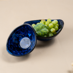 Blue Color Oval-Shaped Kishti Bowl Set | Set of 2