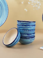 Sky Blue Ceramic Dinnerware Swirl Pattern - Set of 18