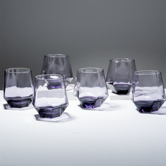 Purple Modern Geometric Glass Tumbler Set – 6-Piece