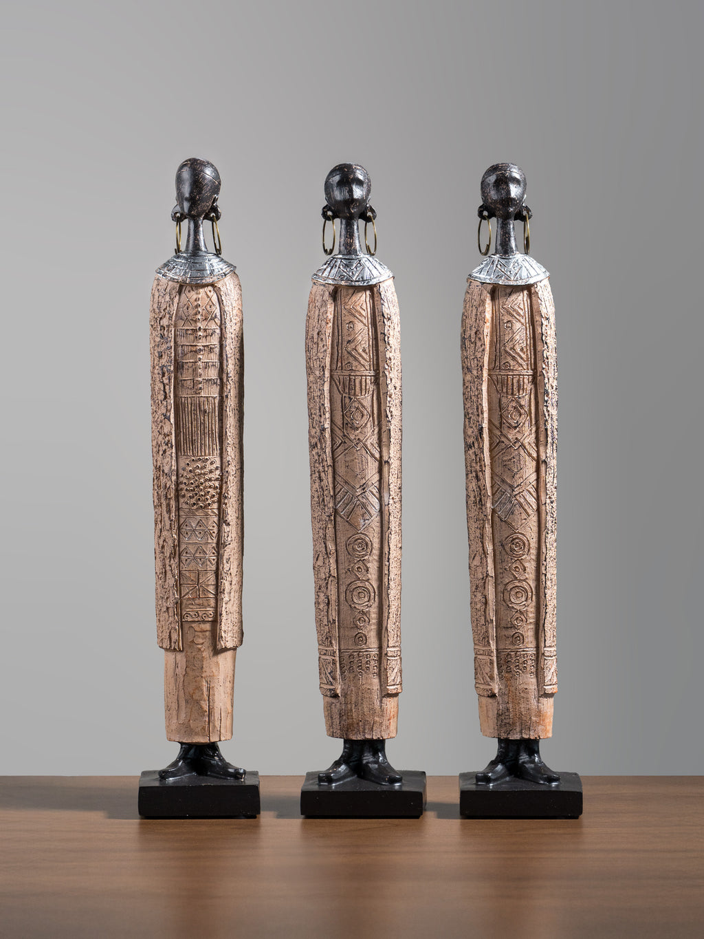 Elongated Tribal Figure Sculpture Set