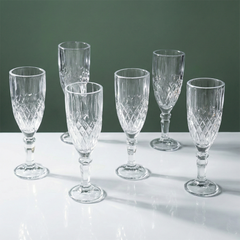 Diamond-Embossed Champagne Flutes - Set of 6