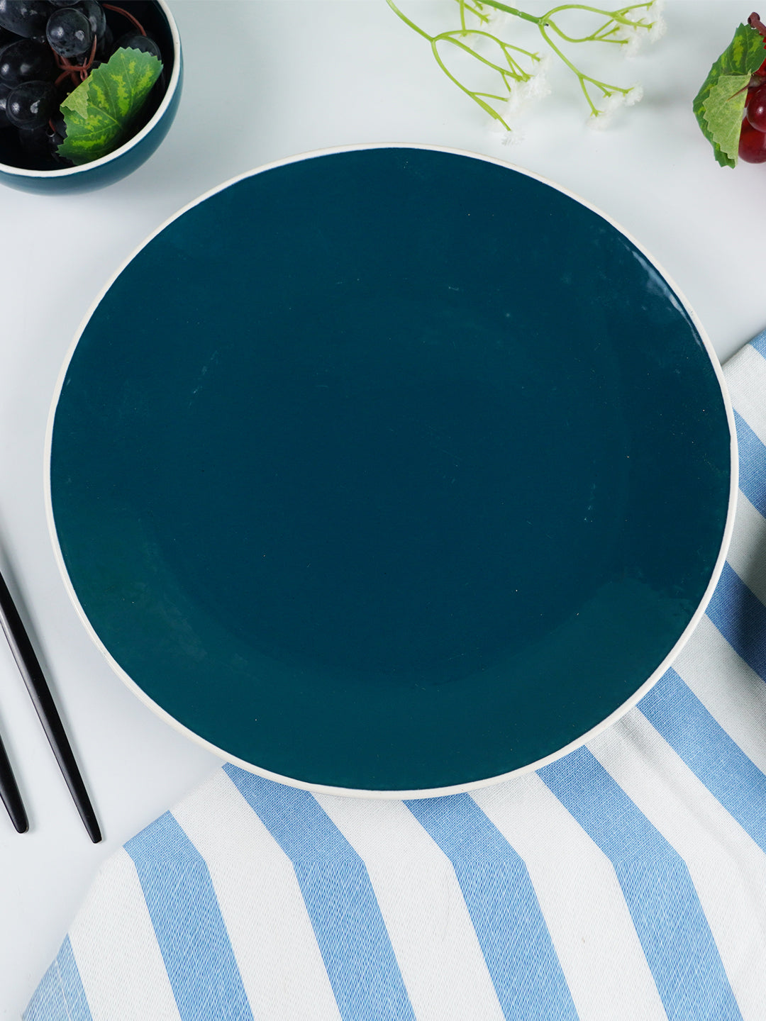 Deep Blue Ceramic Dinnerware - Set of 18