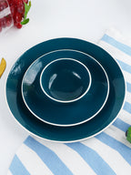 Deep Blue Ceramic Dinnerware - Set of 18
