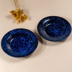 Midnight Blue Galaxy Ceramic Pasta Bowl - Set of 2