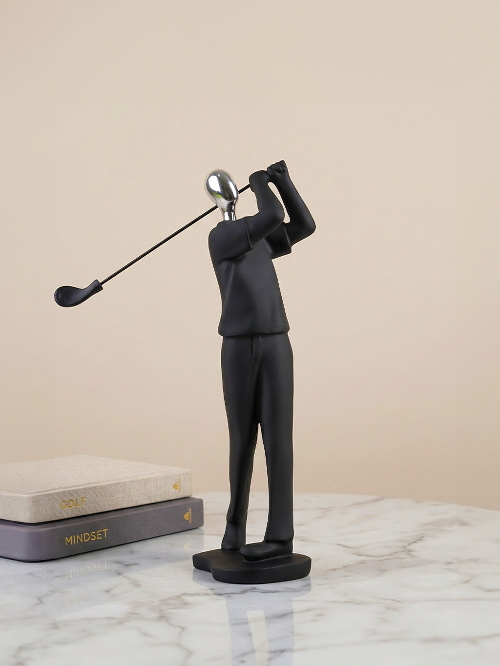 Black and Silver Golf Swing Sculpture
