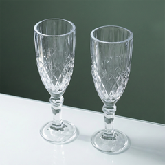 Diamond-Embossed Champagne Flutes - Set of 6