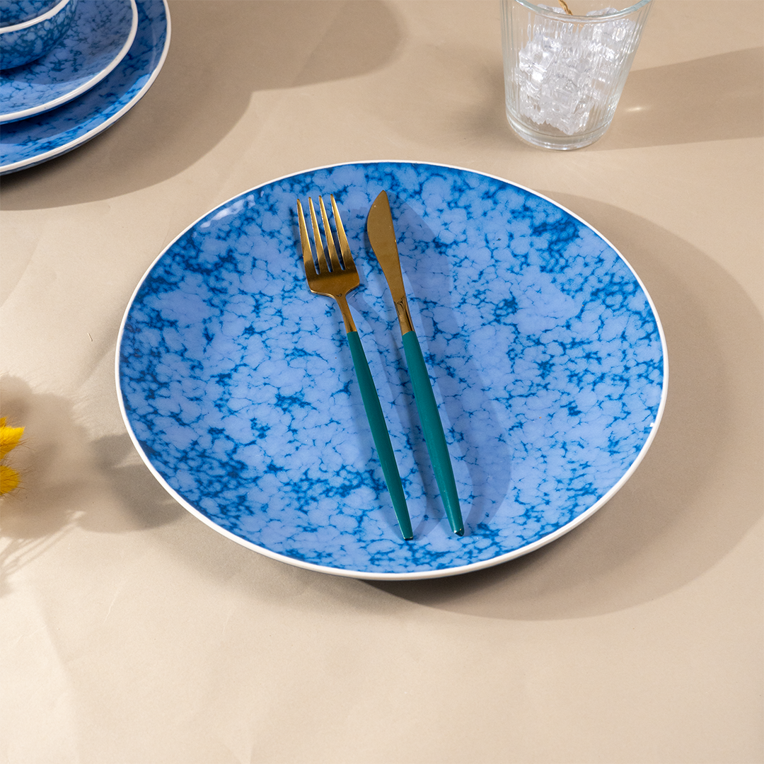 Blue Marble Ceramic Dinnerware Set - Set of 18