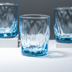 Ocean-Blue Textured Whiskey Glasses - Set of 6