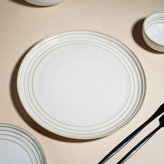 Classic Ivory Ceramic Dinner Set of 26 with Soup Bowls