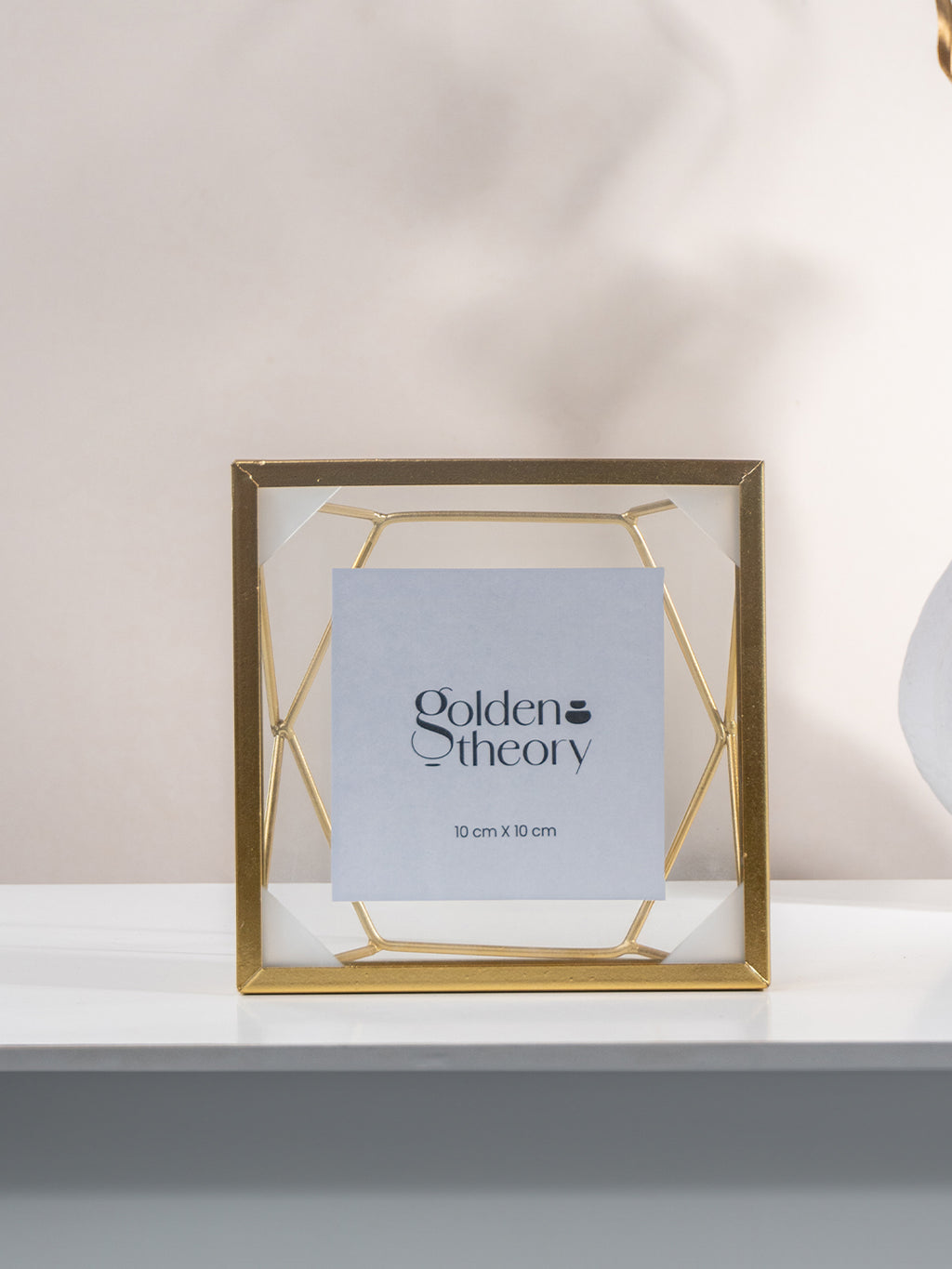 Gold Geometric Glass Photo Frame - Modern Design