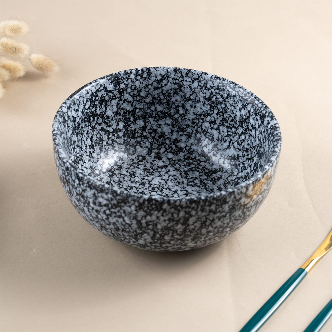 Black and White Speckled Ceramic Dinnerware - Set of 23