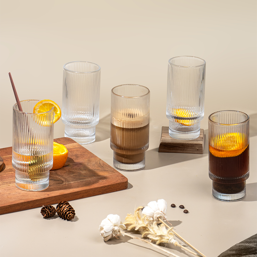 Premium Textured Drinking Glasses – Set of 6