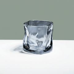 Smoky Gray Sculpted Glasses - Set of 6