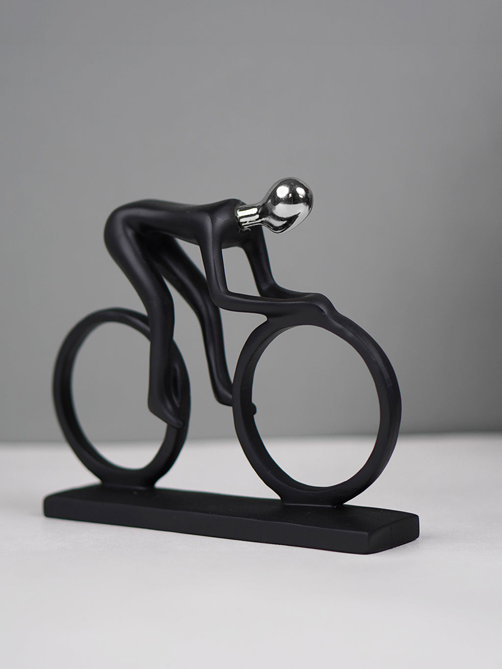 Black and Silver Cyclist Sculpture