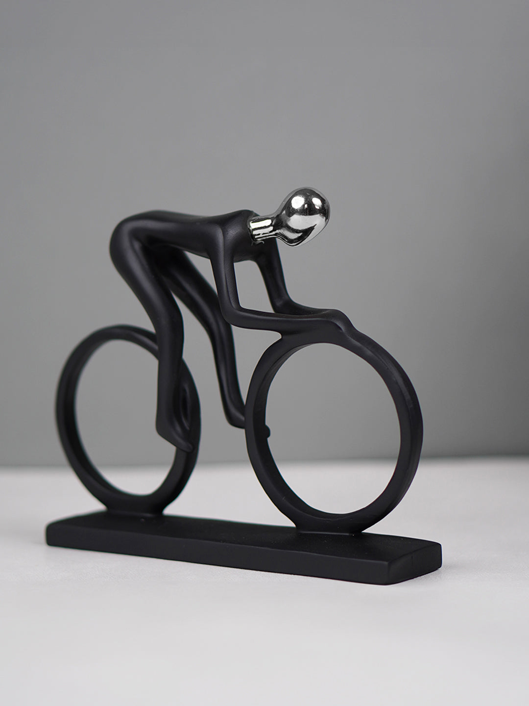 Black and Silver Cyclist Sculpture