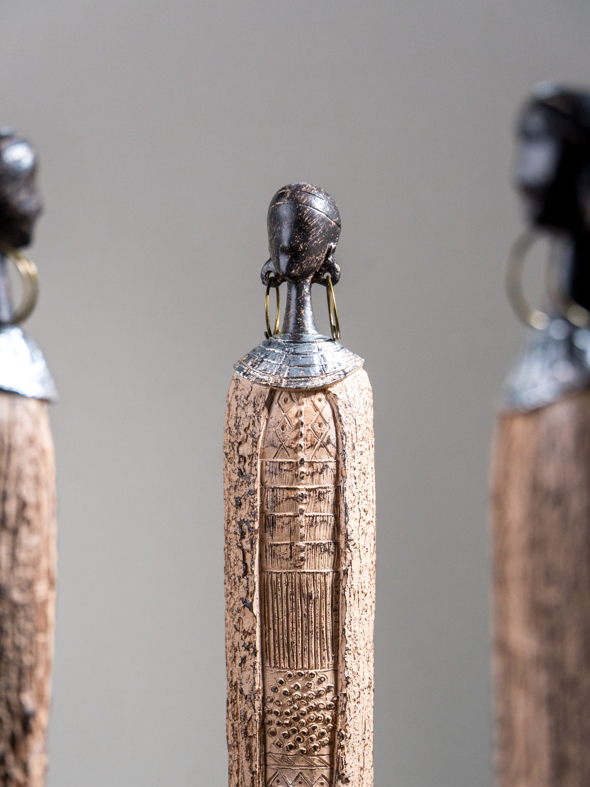 Elongated Tribal Figure Sculpture Set