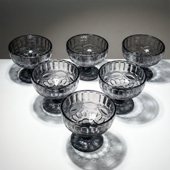 Vintage Smoky Grey Embossed Dessert Cups - Set of 6