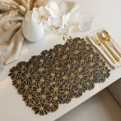 Elegant Black & Gold Table Mat - Set of 2 & 6