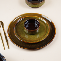 Modern Rustic Green Ceramic Dinnerware Set of 22 Piece