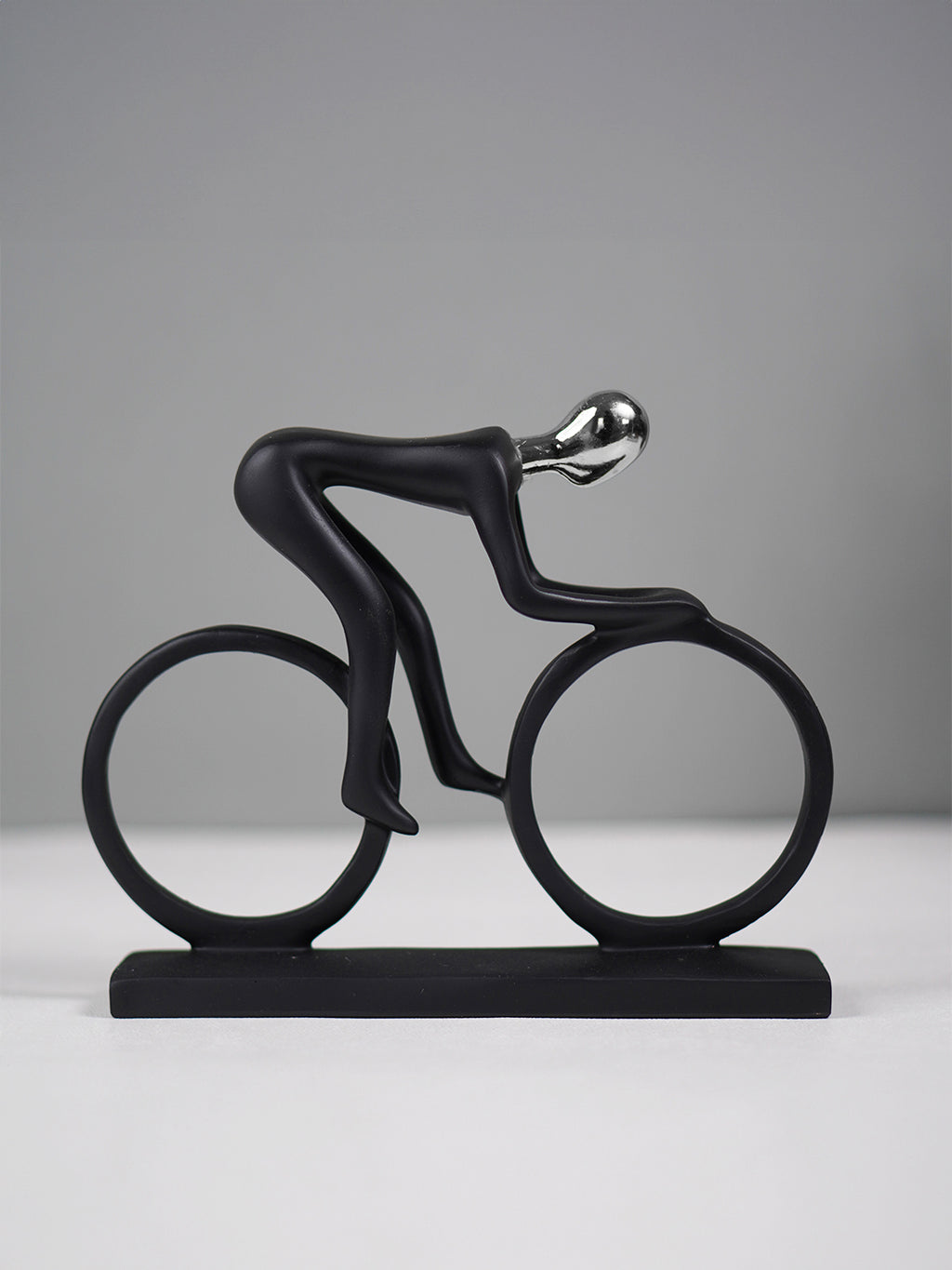 Black and Silver Cyclist Sculpture