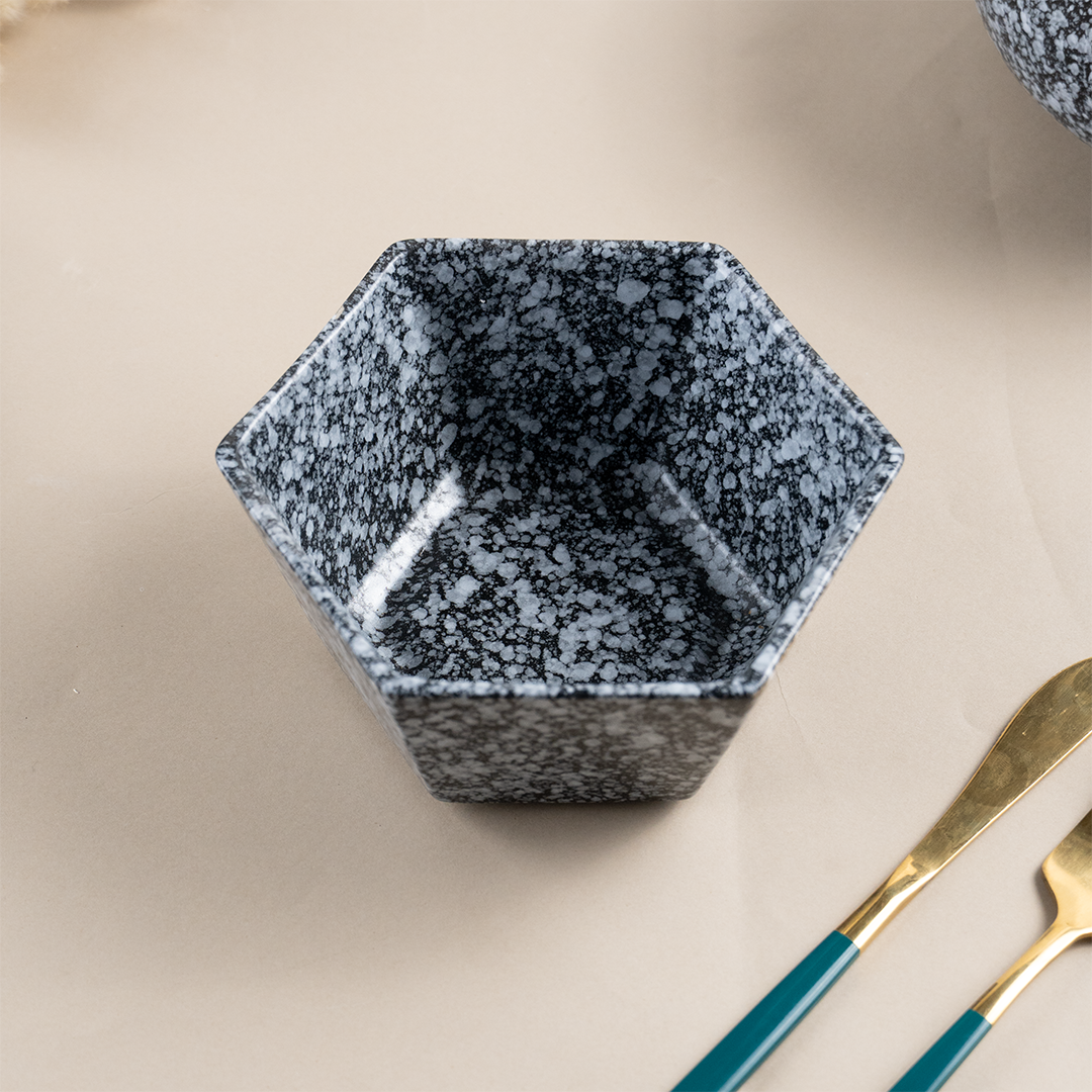 Black and White Speckled Ceramic Dinnerware - Set of 23