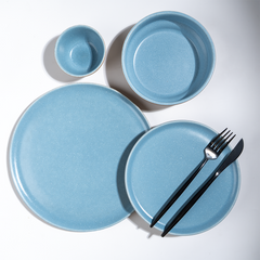Sky Blue & Sand Ceramic Dinnerware Set of 20