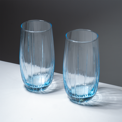 Ocean-Blue Textured Tall Glasses - Set of 6