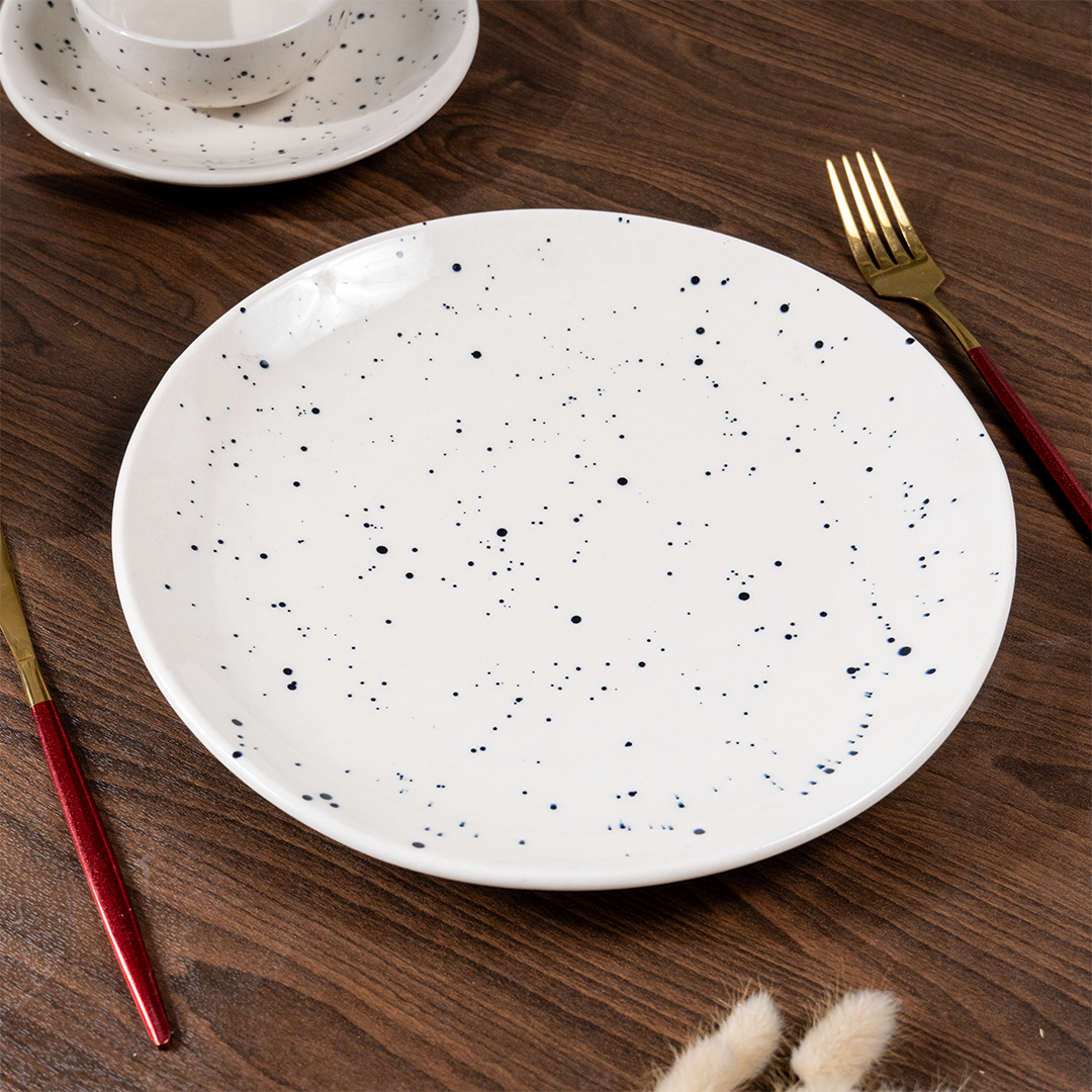 Speckled White Minimalist Ceramic Dinnerware Set of 20