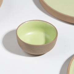 Light Green & Rust Ceramic Dinnerware Set of 14