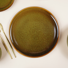 Modern Rustic Green Ceramic Dinnerware Set of 22 Piece