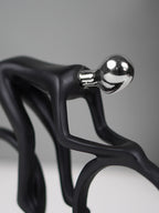 Black and Silver Cyclist Sculpture