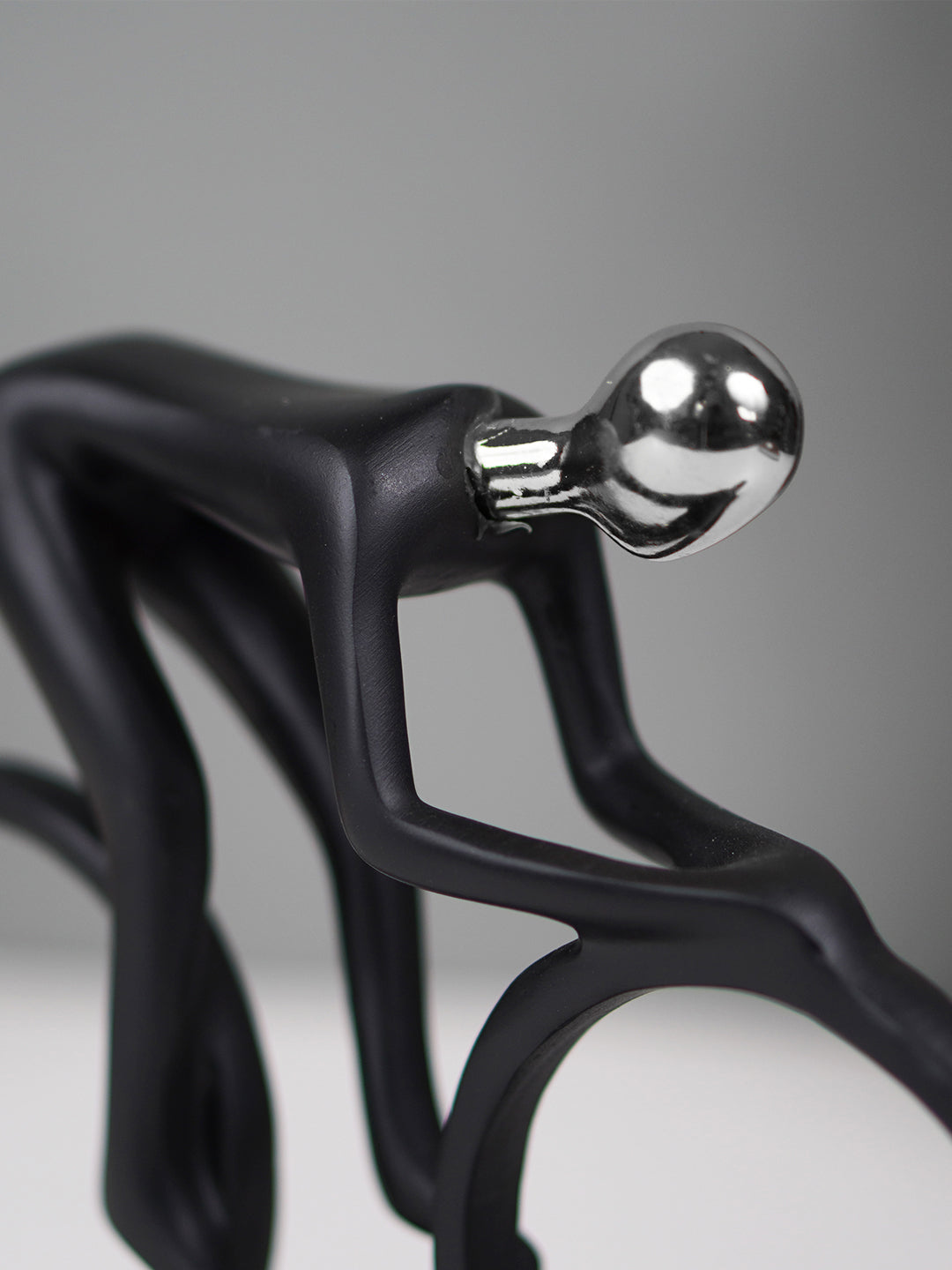 Black and Silver Cyclist Sculpture