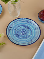 Sky Blue Ceramic Dinnerware Swirl Pattern - Set of 18
